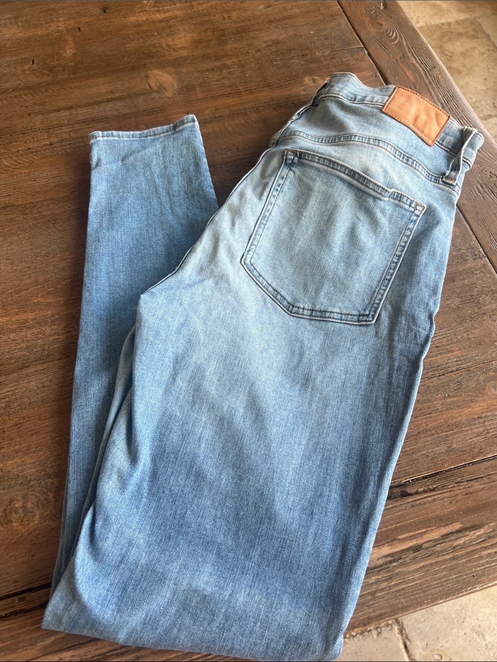 J. Crew Light Blue Cropped Women's Jeans with Tan Leather Patch